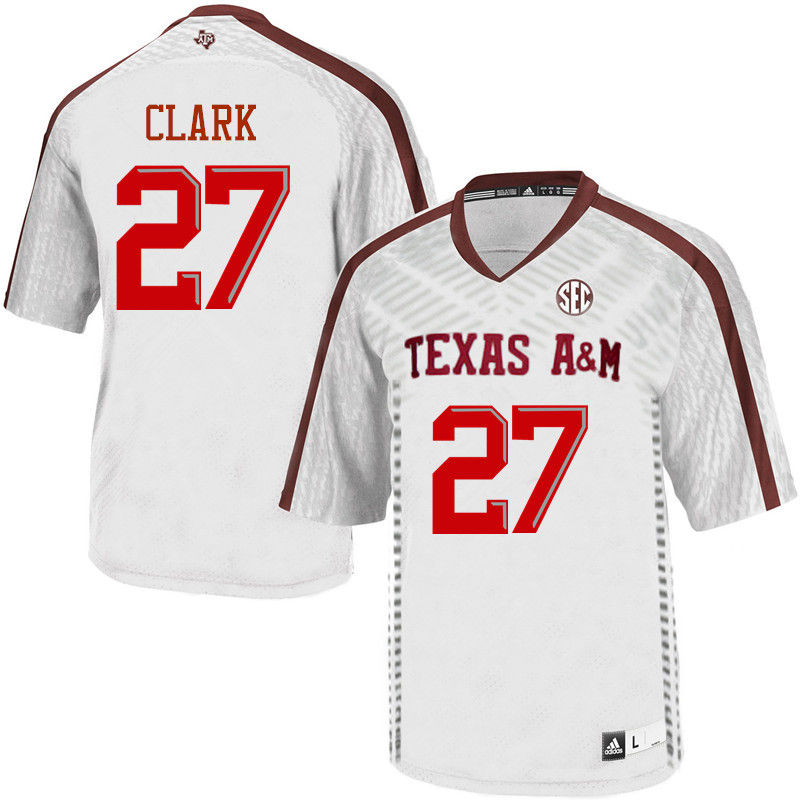 Men #27 John Clark Texas A&M Aggies College Football Jerseys-White